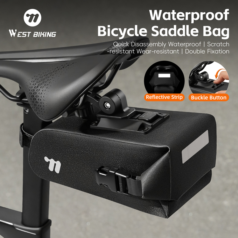 WEST BIKING Waterproof Quick Release Mountain Road Bike Travel Bag Scratch-resistant Durable Bicycle Rear Bag Seat Saddle Bag