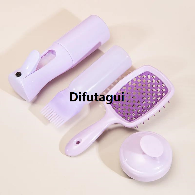 Difutagui Salon Hair Dye Detangling Scalp Set Professional 4 Pieces 【2025 Version】 Hair Cutting Comb Massage Comb Brush Hair Bottle