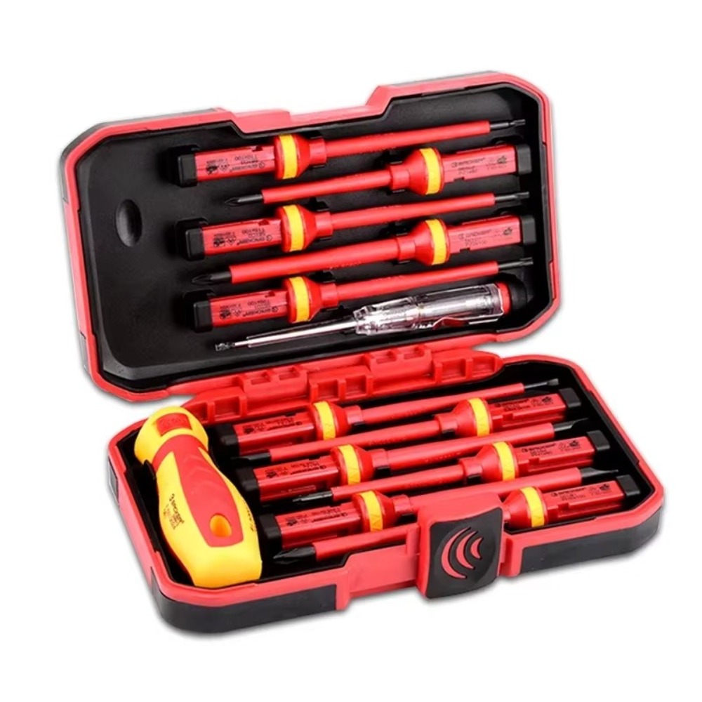 13pcs New 1000V Insulated Screwdriver Set with Magnetic Slotted Bits Changeable Electrician Repair Tools Kit Plum Blossom Hexagonal Phillips Pozidriv Torx Bits Slotted Cross Screwdriver Bit Electrician