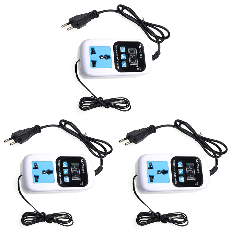 NCANRUI 3X XK-W2001 Digital Temperature Controller Socket AC 110-220V Thermostat Regulator Socket Outlet with Sensor EU Plug