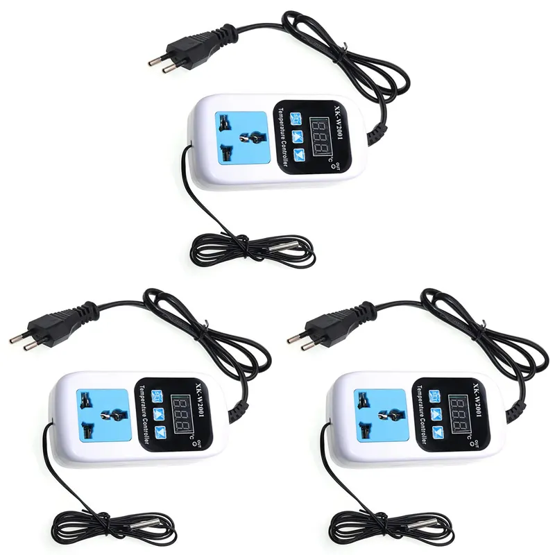 NCANRUI 3X XK-W2001 Digital Temperature Controller Socket AC 110-220V Thermostat Regulator Socket Outlet with Sensor EU Plug
