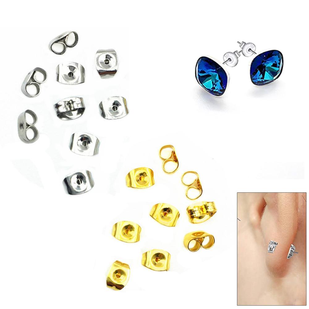 100Pcs Safety Hypoallergenic Stainless Steel Butterfly Locking Earring Backs Ear Nut Replacement Secure