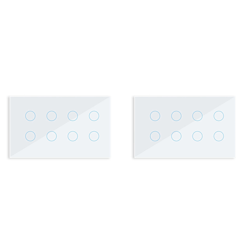 2X WIFI Smart Touch Light Wall Switch Interruptor Glass Panel 8 Gang Tuya Smart Life for Home White