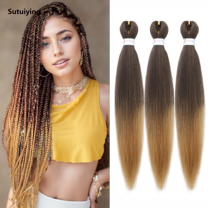 Sutuiying 3Pcs Synthetic 20Inch Braiding Hair Pre Stretched Hair Extension Bargain price Afro Braid Yaki Straight Hair Extension for Women
