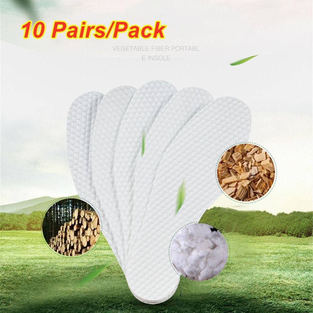 10 Pairs/Pack Comfortable Men and Women Thin Sanitary Shoe Pad Disposable Insoles Pulp Insoles Nature Wood