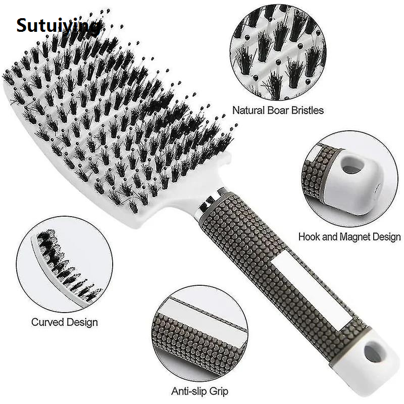 Sutuiying 2pcs Set Professional Salon Hairdressing Comb Scalp MassageCombs 2025 Wet Curly Detangle Hair Brush for Barber Styling Tools