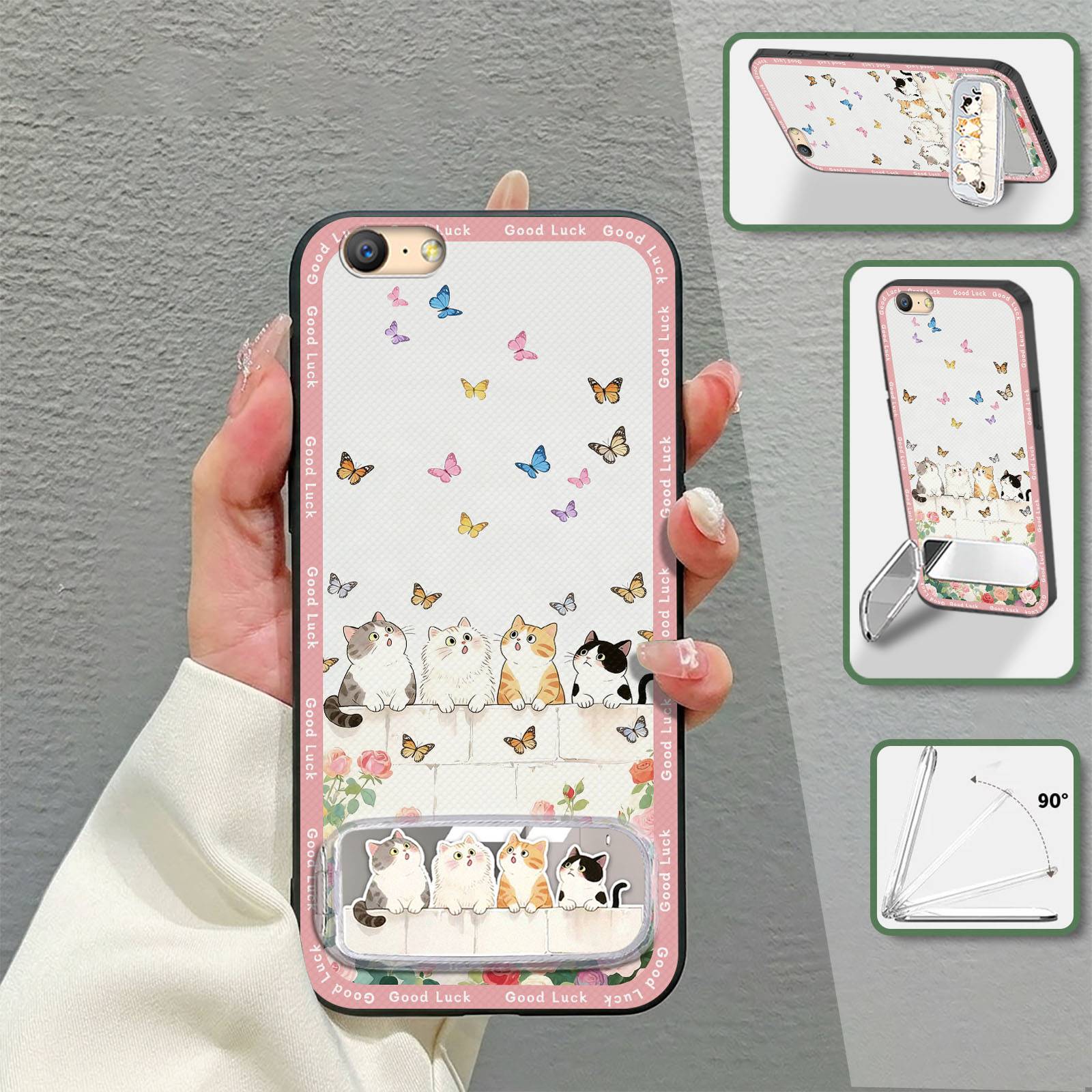 3D Back Cover Phone Case For OPPO A39/A57/Neo 9s Phone Pouch Fashion Design Waterproof Makeup Mirror Kickstand Silicone