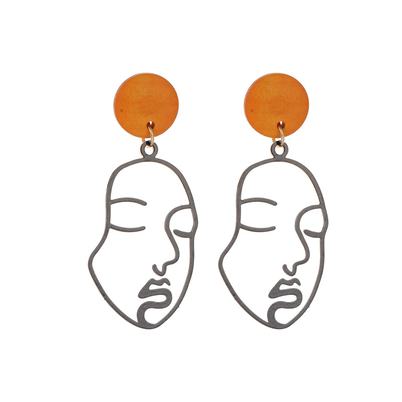 【Happy LifeStore】SexeMara 2023 New Arrival Abstract Stylish Black Face Dangle Girls Statet Drop Earrings Statet Earring