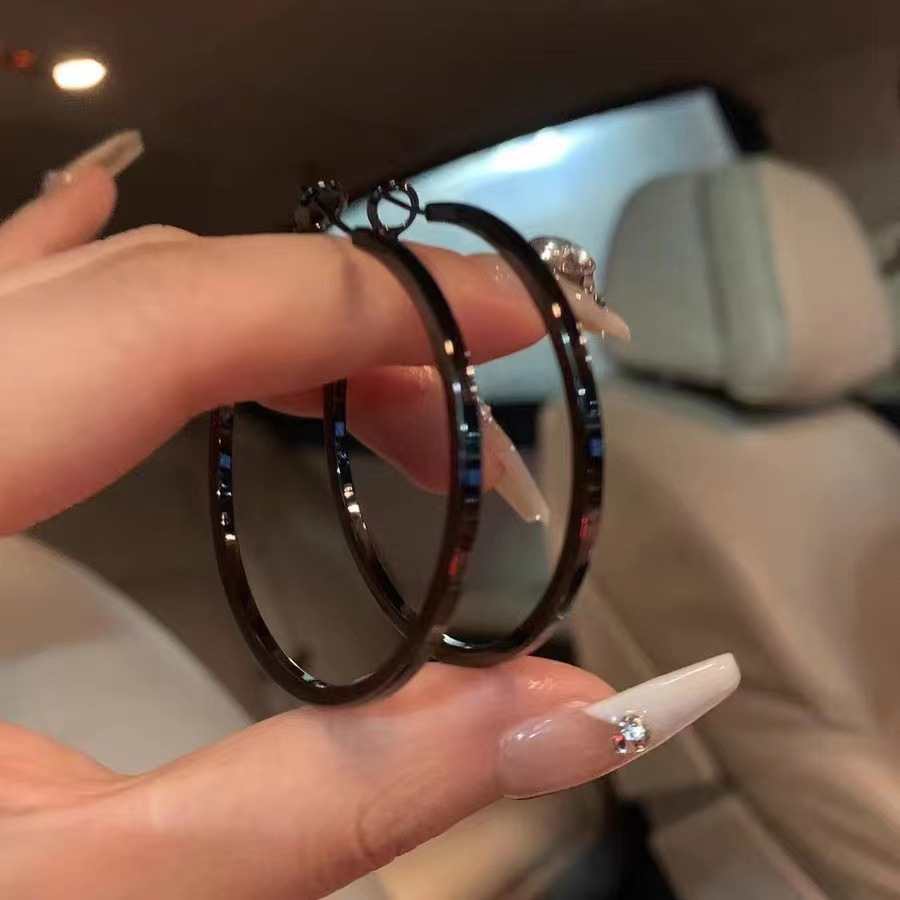 【Top-notch quality】High Cold Black Ear Ring Cool Earrings Exaggerated New Fashionable Niche Earrings Earrings for