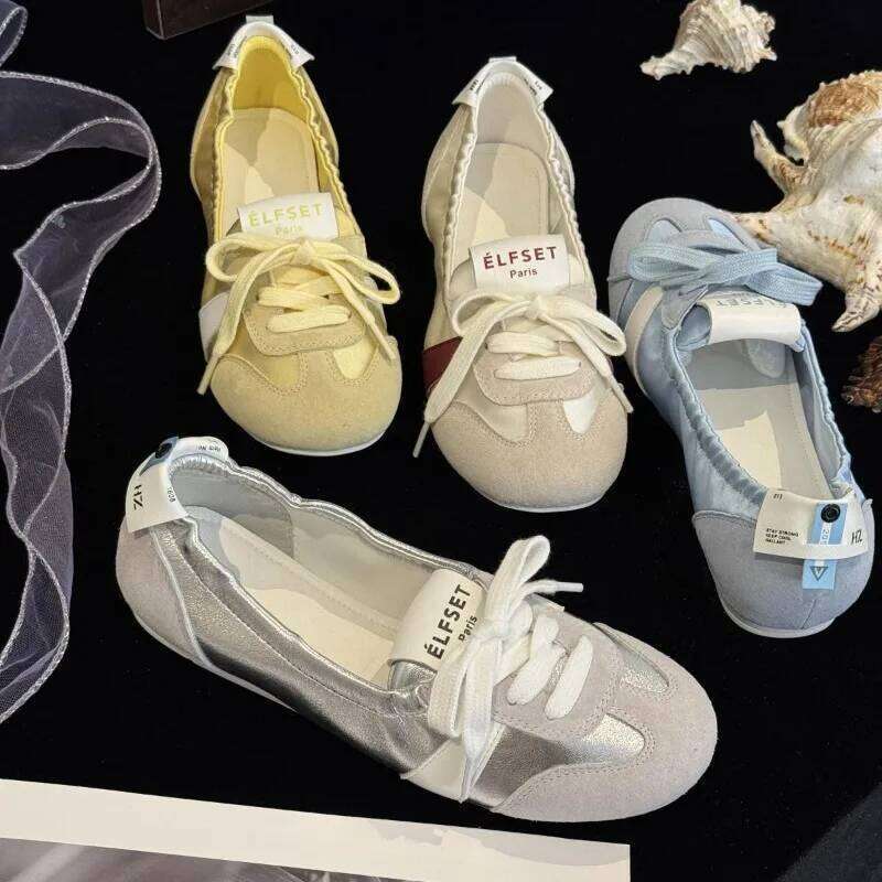 Womens Casual Sneakers Summer Cozy Shallow Ballet Flats 2025 New Women Lace Up Sport Shoes