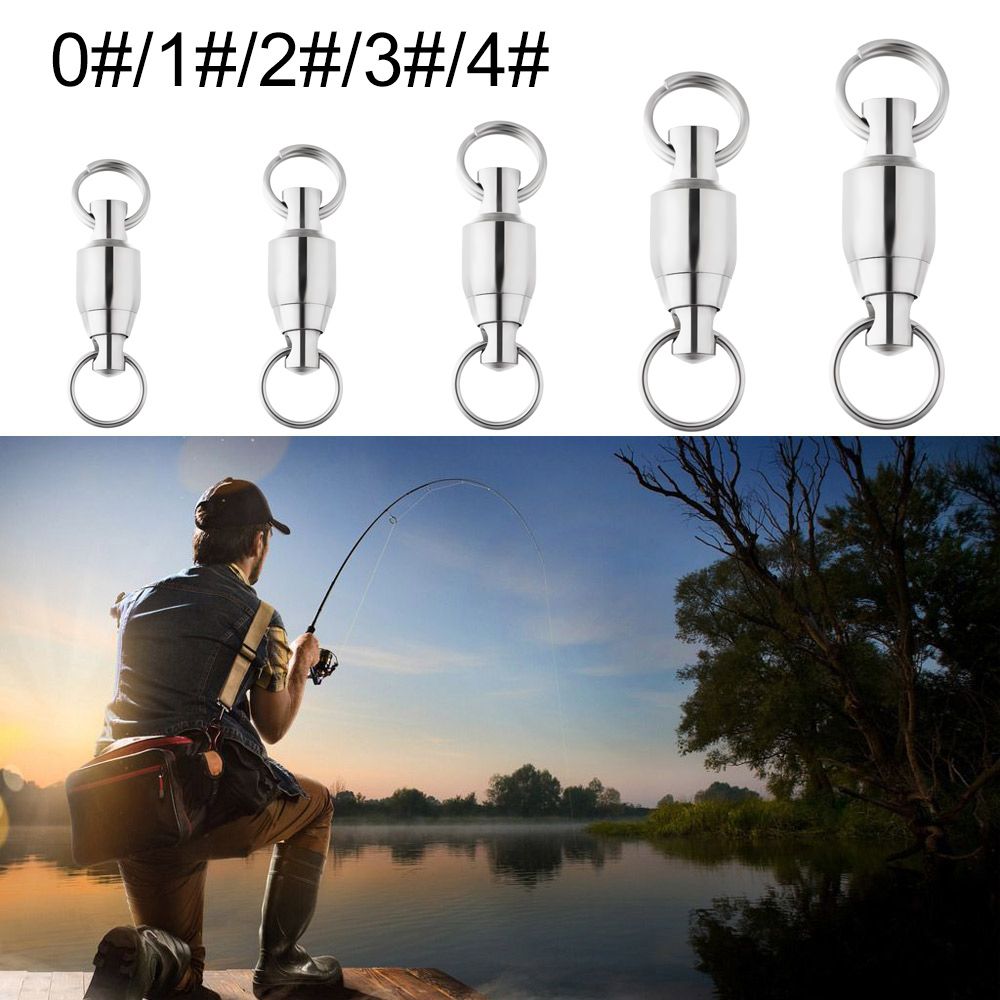 10PCS New Stainless Steel Size 0# to 4# Heavy Duty Ball Fishing Rolling Swivel Connector Bearing Barrel Solid Ring