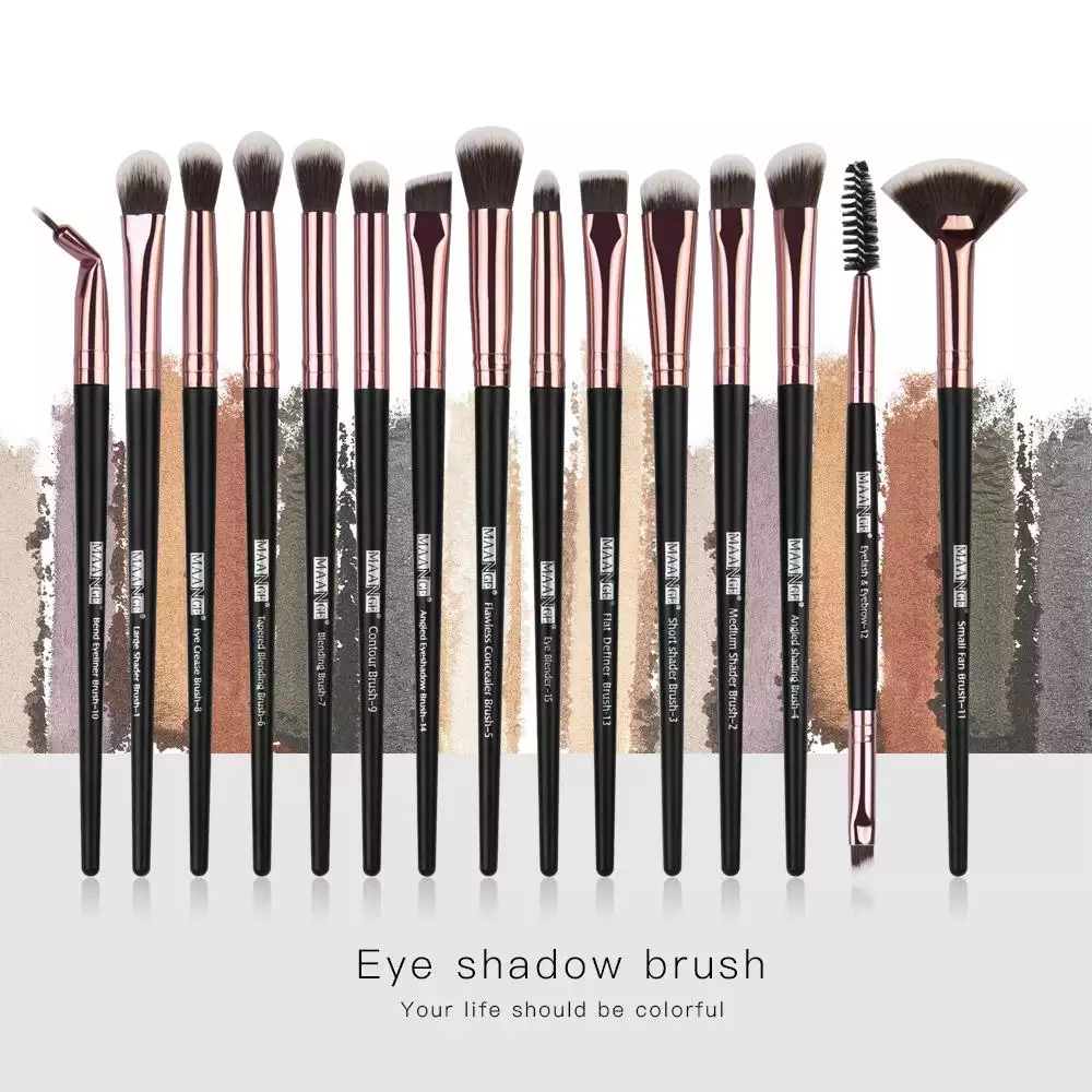 MAANGE 15Pcs MakeUp Fan Powder Brush Eye Brushes Set MAG5708HJ