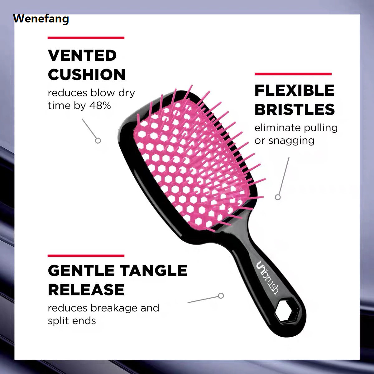 Wenefang 8 Colors Unbrush Fhi Heat Hair Air Cushion Comb Ventilation Massage Comb Hollowing Out Hairbrush Untangle Unknot Undo Hair Care