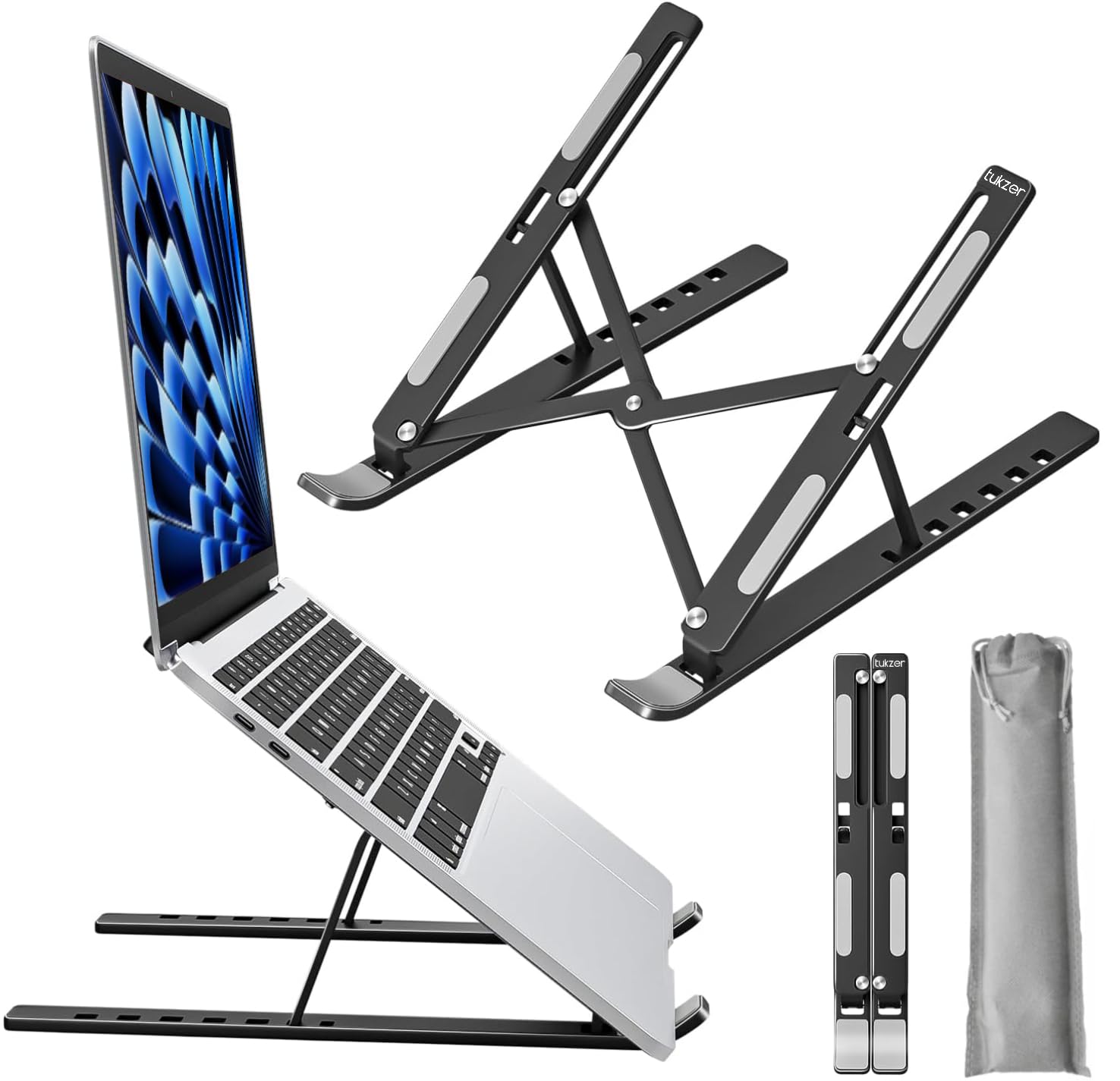 Aluminium Alloy 7-Level Adjustable Laptop Stand for 10 to 17 Inches Mackbook/Laptops