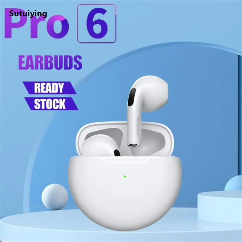 Sutuiying Air Pro6 Bluetooth Headphones Tws Earphone Bluetooth Wireless Bluetooth Original Headset Pods EarPhone Wireless Headphones Pro 6 Earbuds
