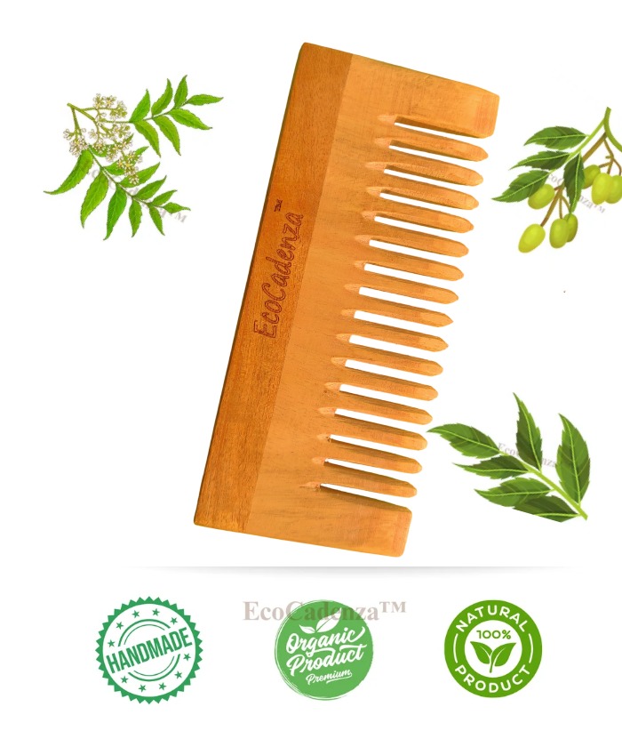 Neem Wooden Comb For Men & Women Suited For All Hair Types (Wide Tooth Comb)