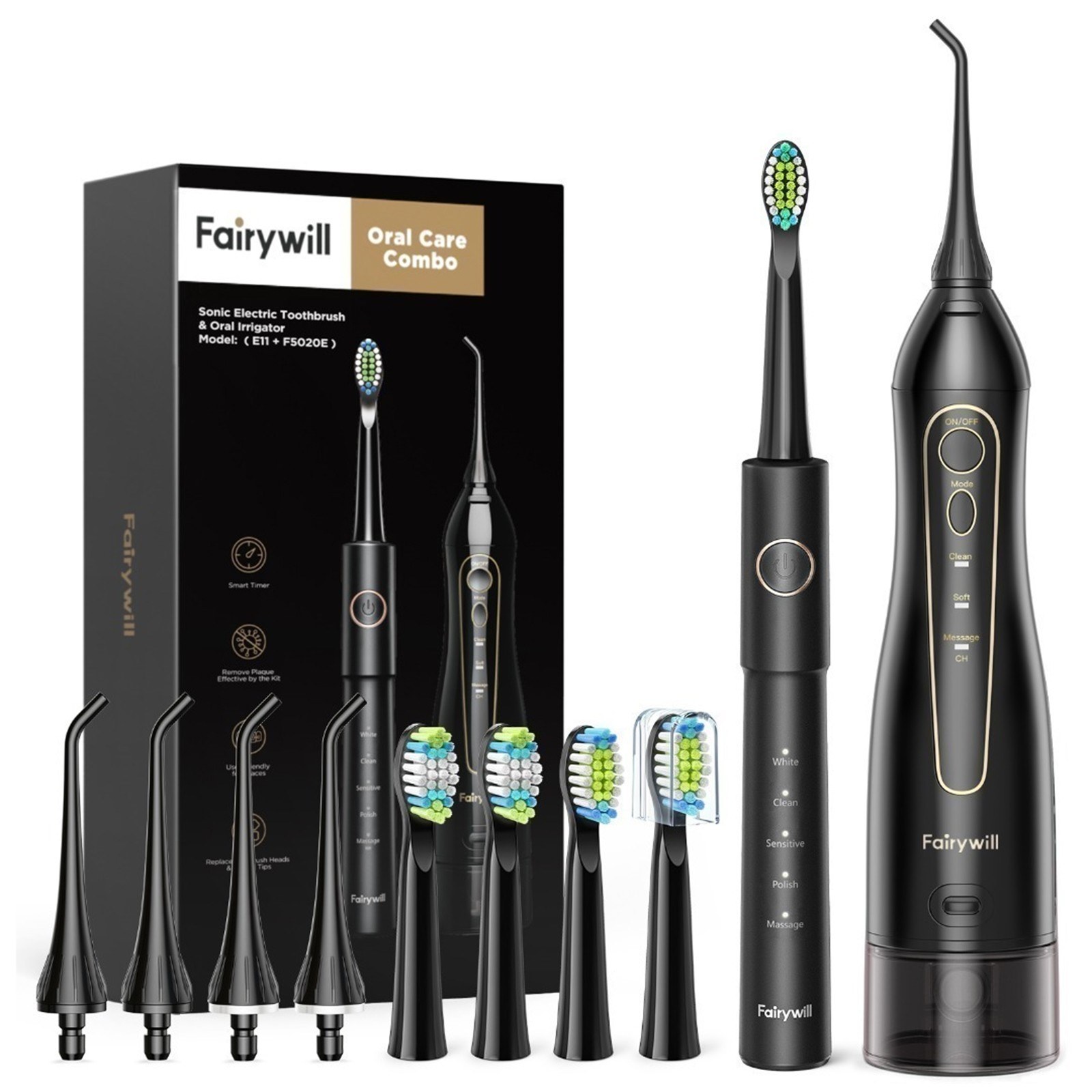 Fairywill FW5020E+E11 Cordless Oral Irrigator Electric Toothbrush