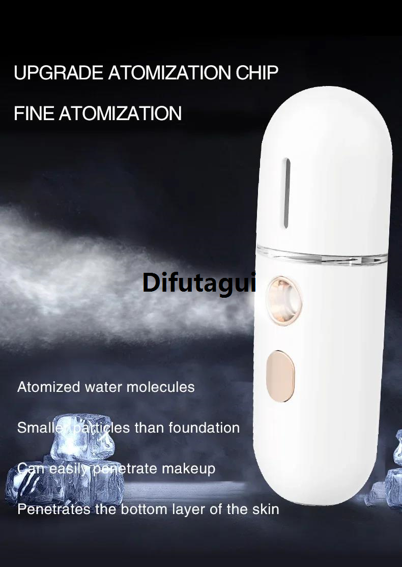 Difutagui 1PC Mini Portable Humidifier Nano Mister Facial Steamer Device Affordable Beauty men Hydrating Apparatus Cold men ApparatusRechargeable