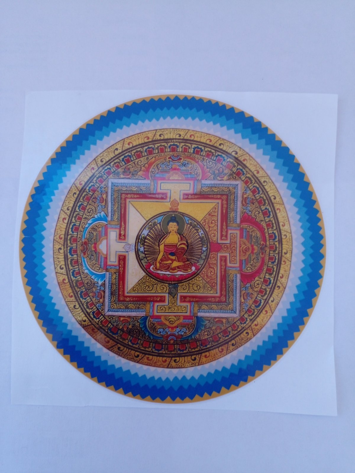 1PCS 12/12CM Shakyamuni Mandala Thangka Sticker For Home Office, Hotel, Restaurant, Café, Laptop Bike Care And Many More