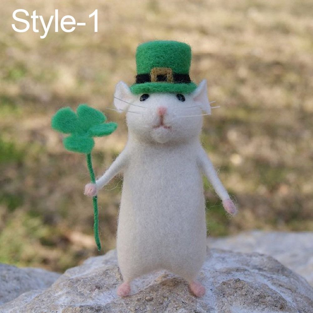 DIY Poked Needle Kit Wool Kits Material Bag Doll Mouse Ornament Felt Toy Mouse Wool Felting