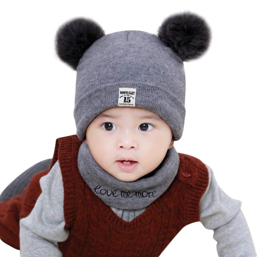 Toddler Kids Stylish Baby Infant Winter Crochet Knit Hat Beanie Cap Scarf Set