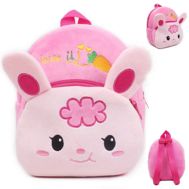 2017 New cute rabbit plush backpack school bag cartoon animal design baby mini school bags for girls gift