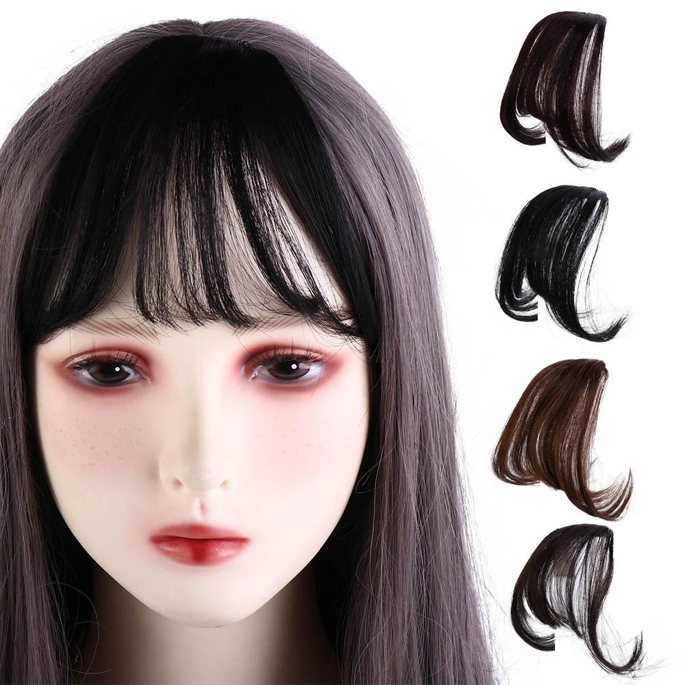 Black Daily High quality Clip In Hair Accessories Short Fake Natural Hairpieces Girls Straight Bangs 3D Bangs Wig Synthetic Air Bangs Front Neat Bang