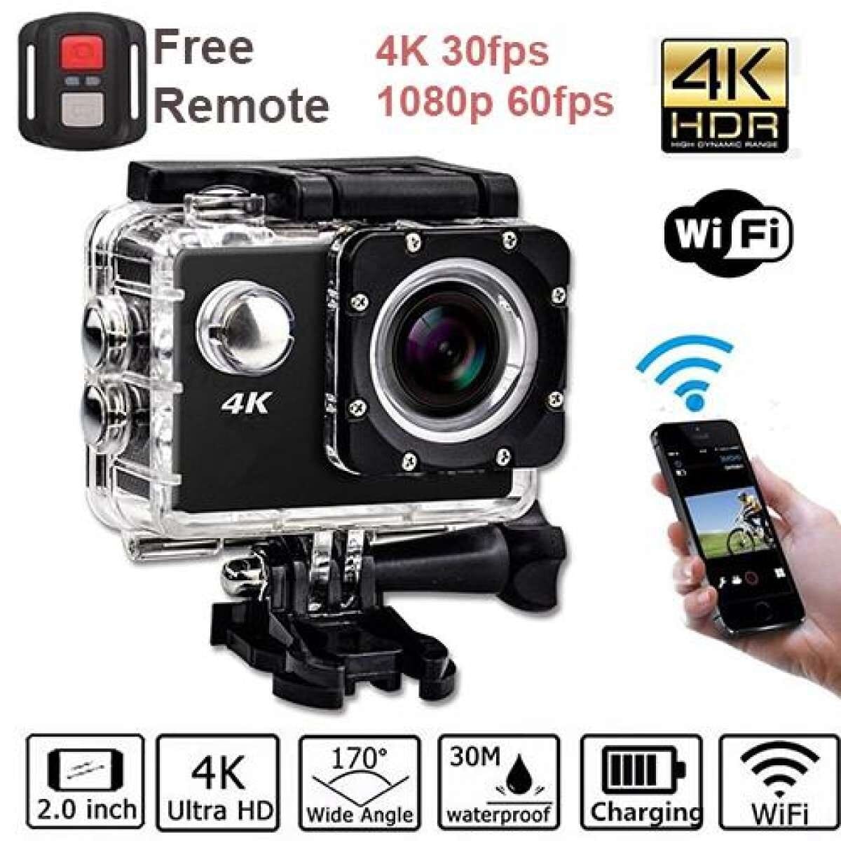 4K Ultra Hd Wi-Fi Action Sport Camera with remote