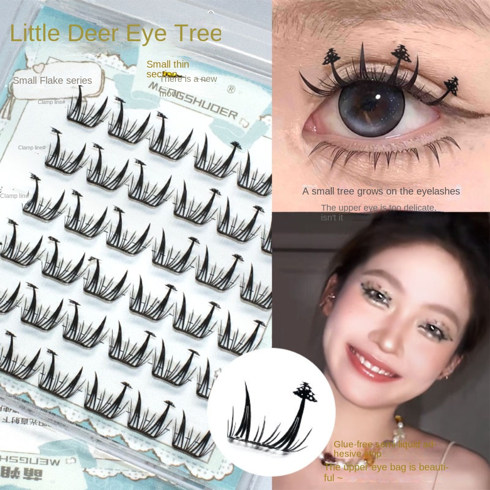 Mink Lashes Segmented Creative False Eyelashes Star Tree DIY Individual Cluster Eyelashes Butterfly Love Heart Shape Oblique Winged Glue Free False Eyelashes Eyelash Extension