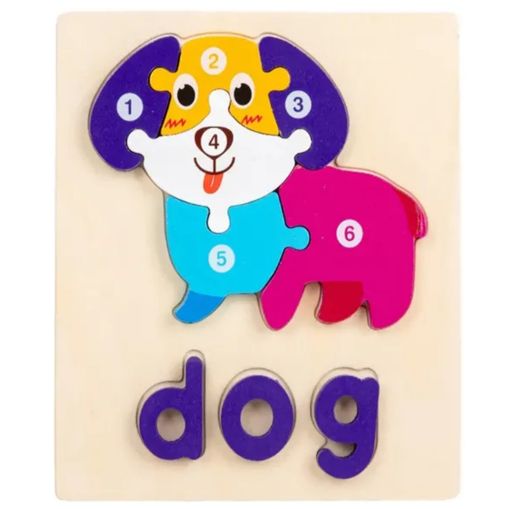 Colorful Wooden Dog Shaped Puzzle with Numerical Number, Early Learning & Education Toys Montessori Puzzle for Baby & Toddlers