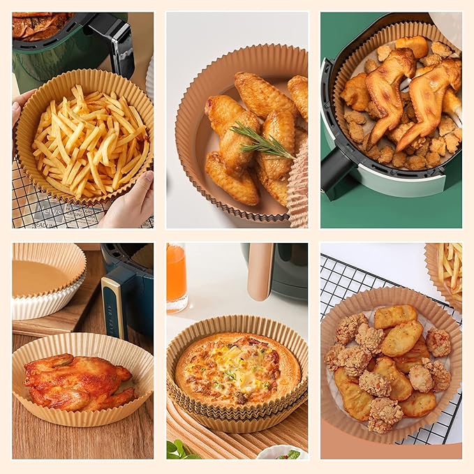 50Pcs Air Fryer Disposable Paper Liner, Non-Stick Parchment Paper Plate