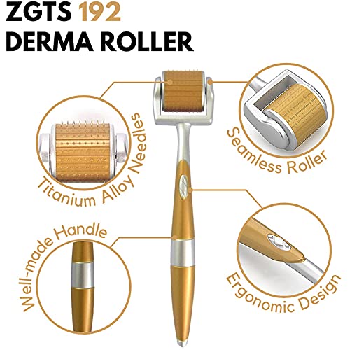 Derma Roller Professional Luxury Gold Plated Titanium Alloy 192 Needles Roller, Gold, 0.5 mm By Trimandu
