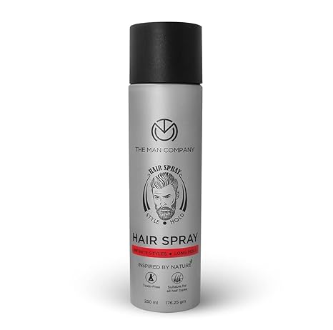The Man Company Hair Styling Spray for Men - 250ml Strong Hold, Long Lasting, Matte Look & Instant Grip Natural Shine, Non-Stick, Ultra Hard (Grey)