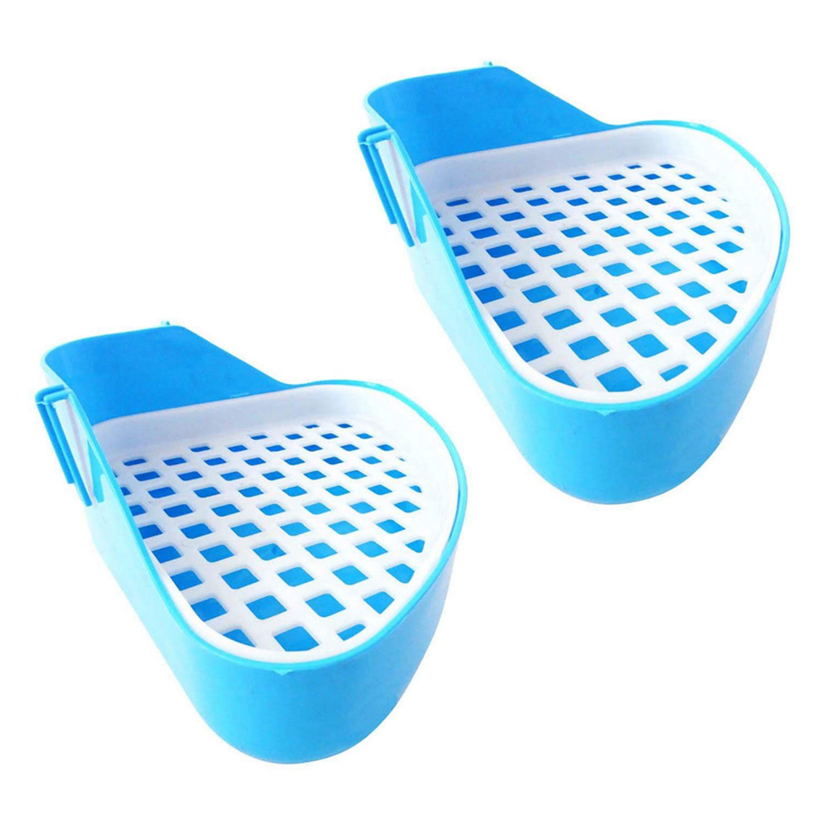 fasdaga 2X Rabbit Toilet Litter Tray,Small Animal Toilet Corner Potty, Pet Litter Trays Corner for Rabbit, Hamster (Blue)