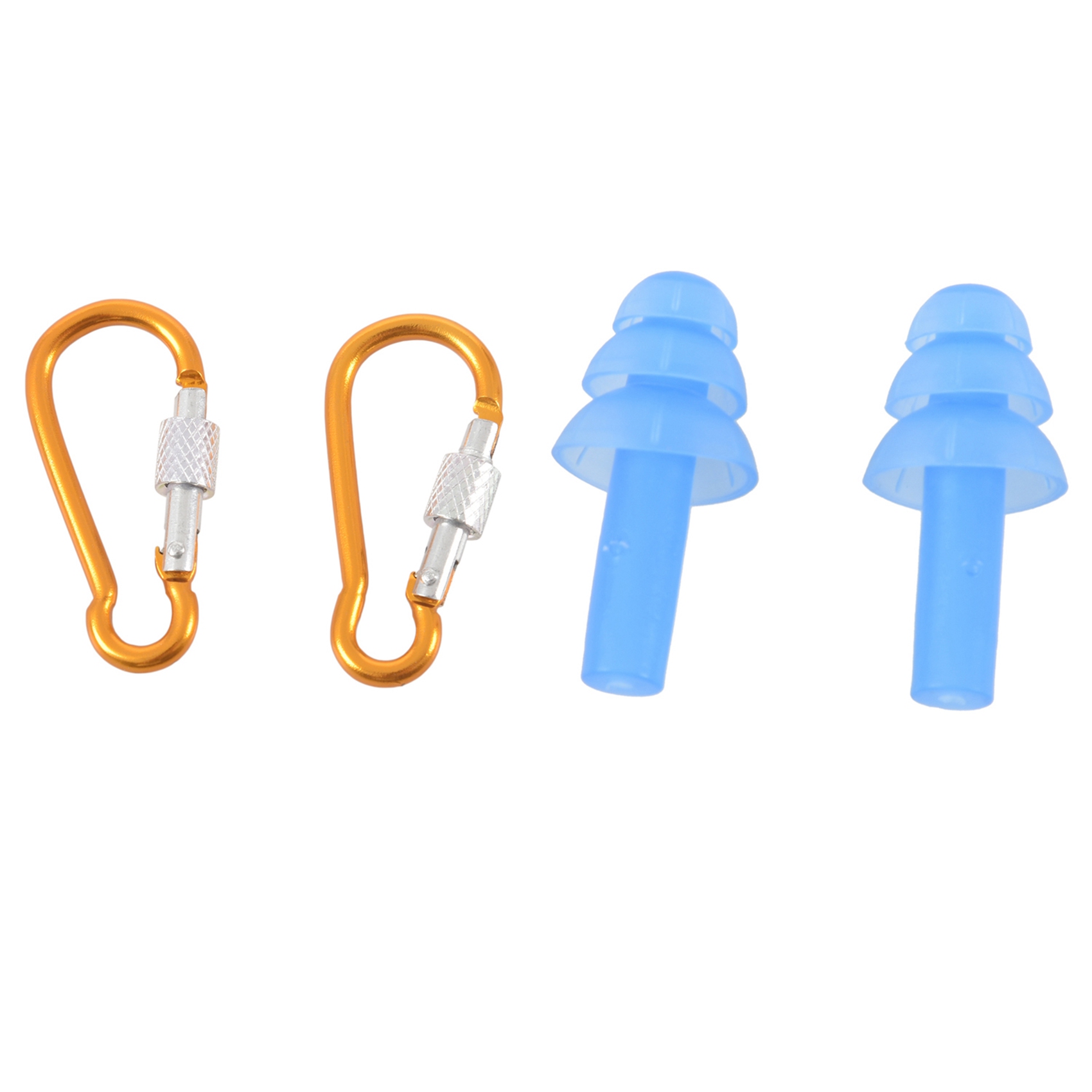 NAMUNY 1 Pair Swimming Dive Flexible Silicone Ear Plugs Earplug Blue & 2 Pcs Aluminum Travel Adjusting Screw Carabiner Clip