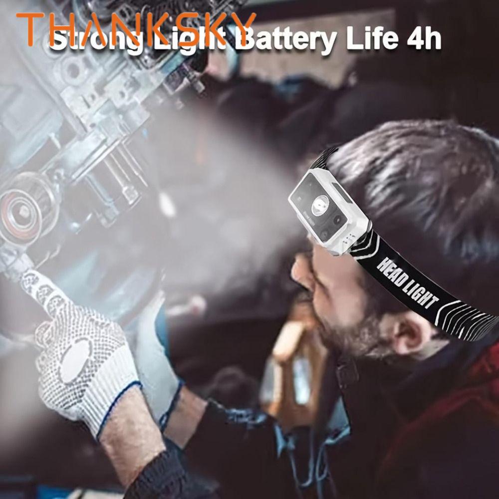 Portable Rechargeable LED Headlamp Mini Portable Powerful Rechargeable Headlamp Lightweight Adjustable Angle Camping Flashlight Outdoor Night Running