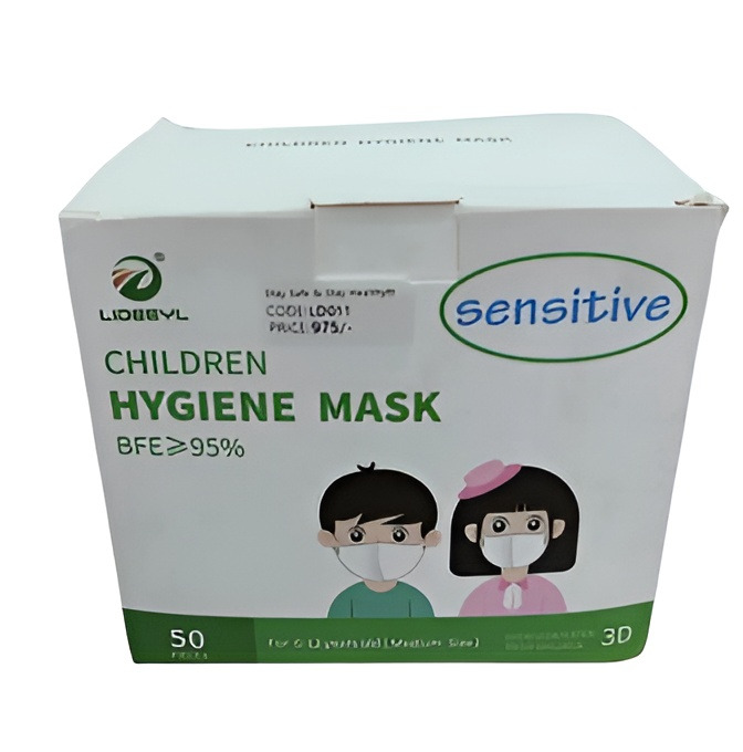 Pain Free Best Korean 3D Hygienic Disposable Mask For 3-10 Years Kids (1 Box = 50 Pieces)