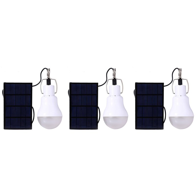 OUMERY 3X Solar Panel Powered LED Bulb Light Portable Outdoor Camping Tent Energy Lamp 15W