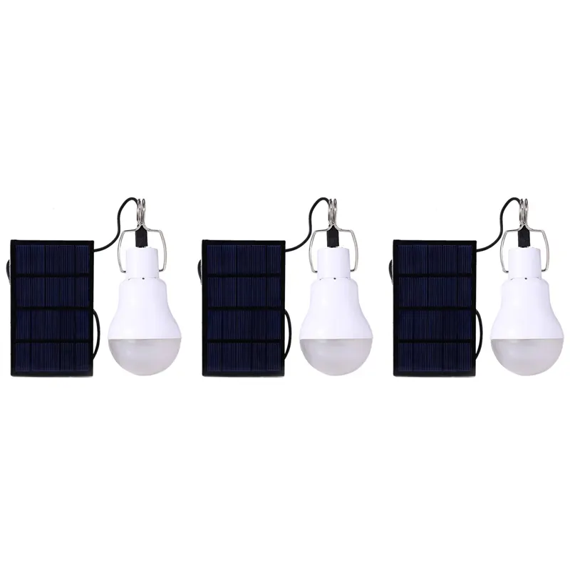 OUMERY 3X Solar Panel Powered LED Bulb Light Portable Outdoor Camping Tent Energy Lamp 15W