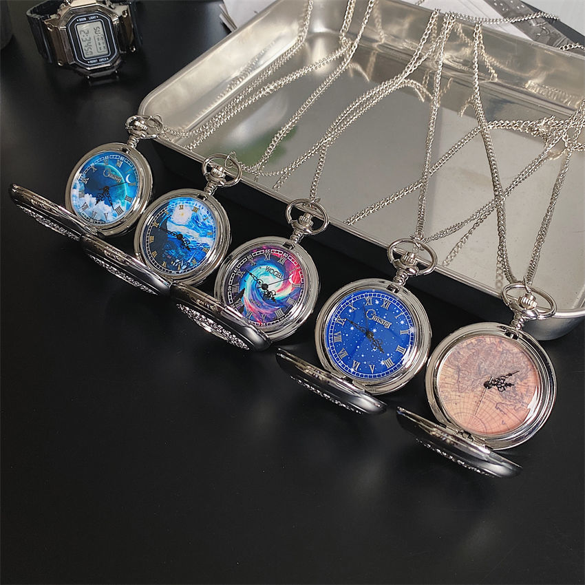 【New Pruduct】Fashionable Unique Starry Sky Hollow Vintage Flip Pocket Watch for Couples, Creative Gift for Best Friends Souvenirs quality]
