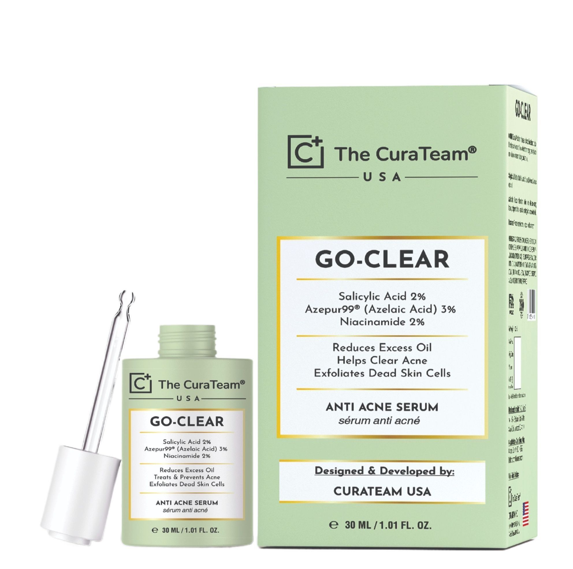 The CuraTeam GO-CLEAR Anti Acne Serum | Acne & Oil Control | 30ml