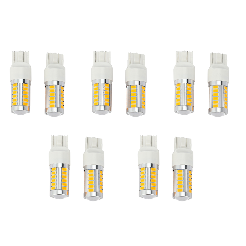 7443, T20 Led Bulbs Amber Yellow 900 Lumens Super Bright Turn Signals Light Brake Stop Parking Light (Pack of 10)