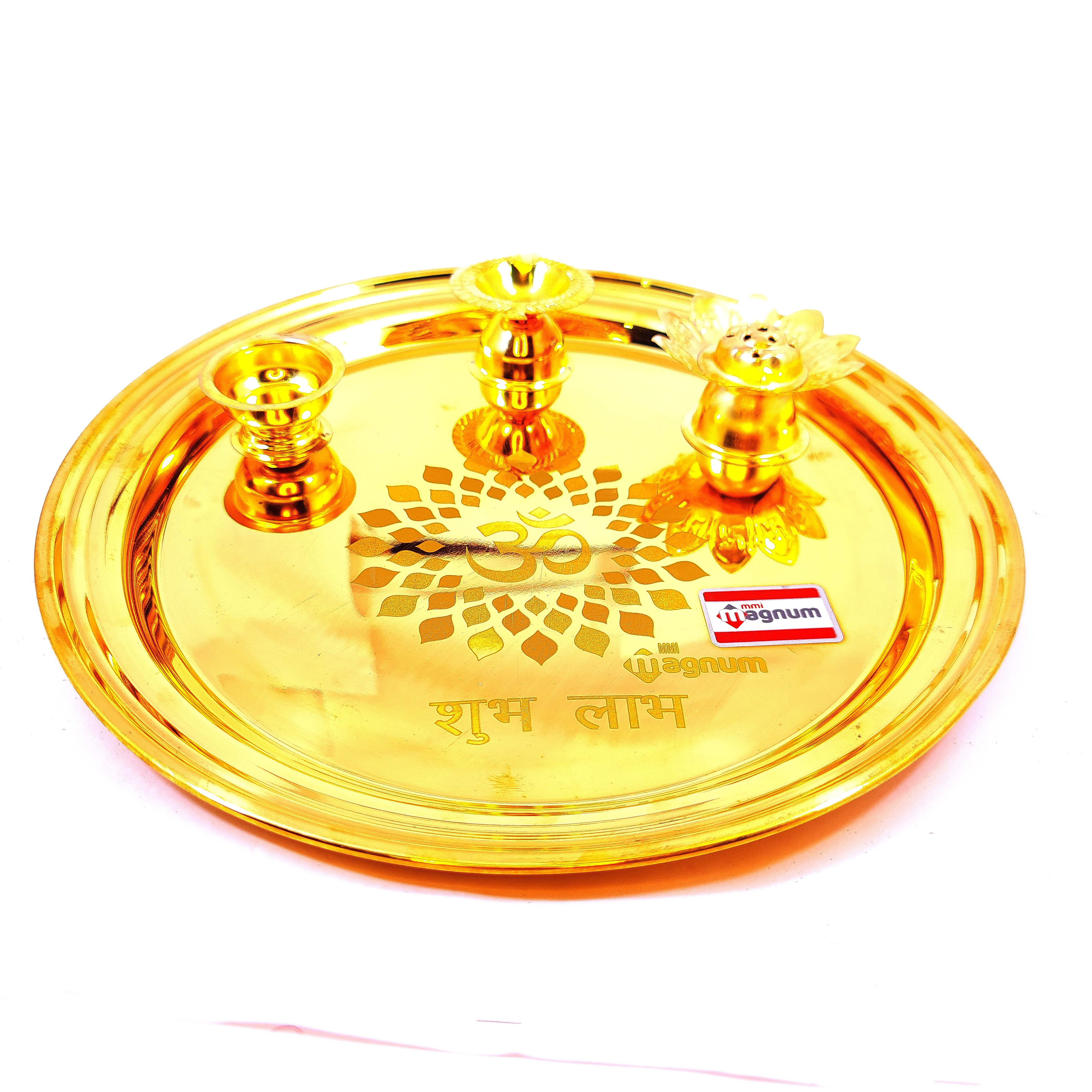 Designer Brass All Puja Thali Set 30Cm Pooja Plate Sett Pital Pujaa Thal
