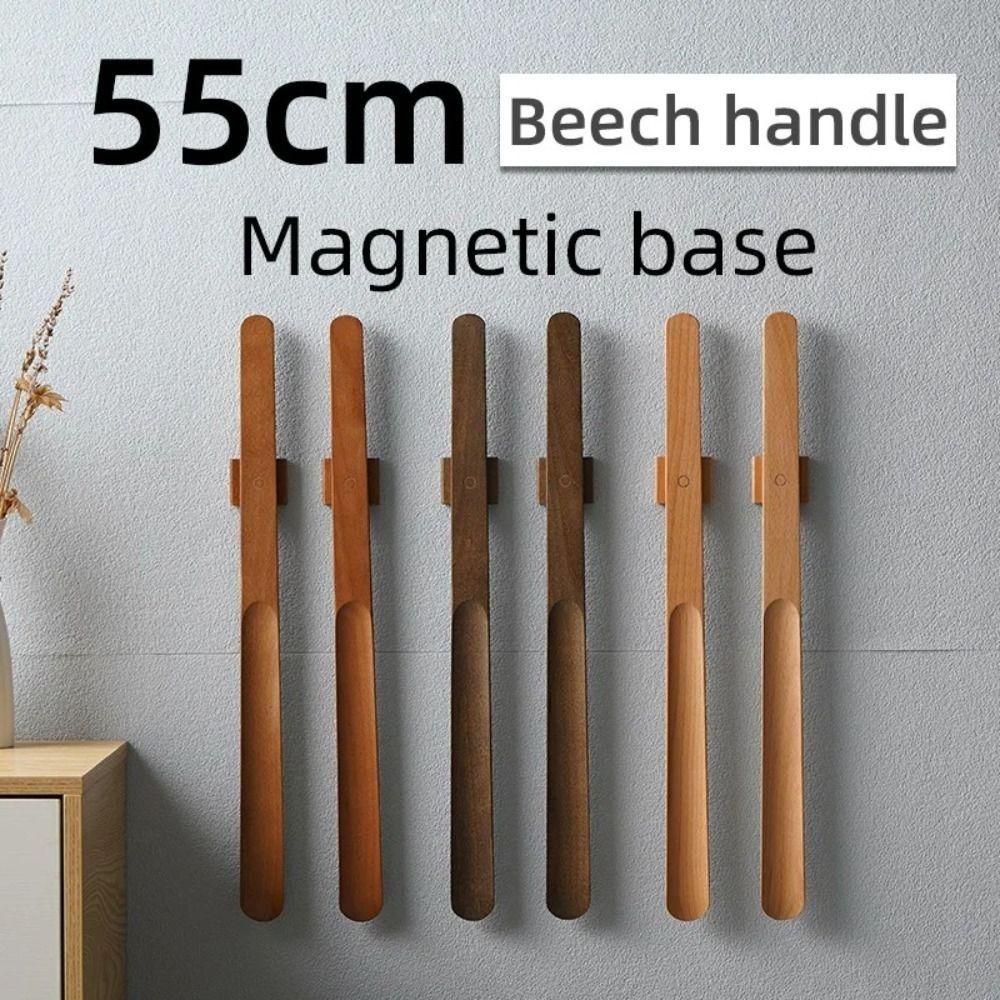 Useful 30/55cm Magnetic Shoehorn Flexible No-Bend Lazy Shoe Horn Wooden Handle Long shoe Lifter for Elderly, Pregnant Women