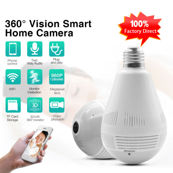 Bulb Light Wireless Ip Camera Wi-Fi Fisheye 960P 360 Degree Mini CCTV VR Camera