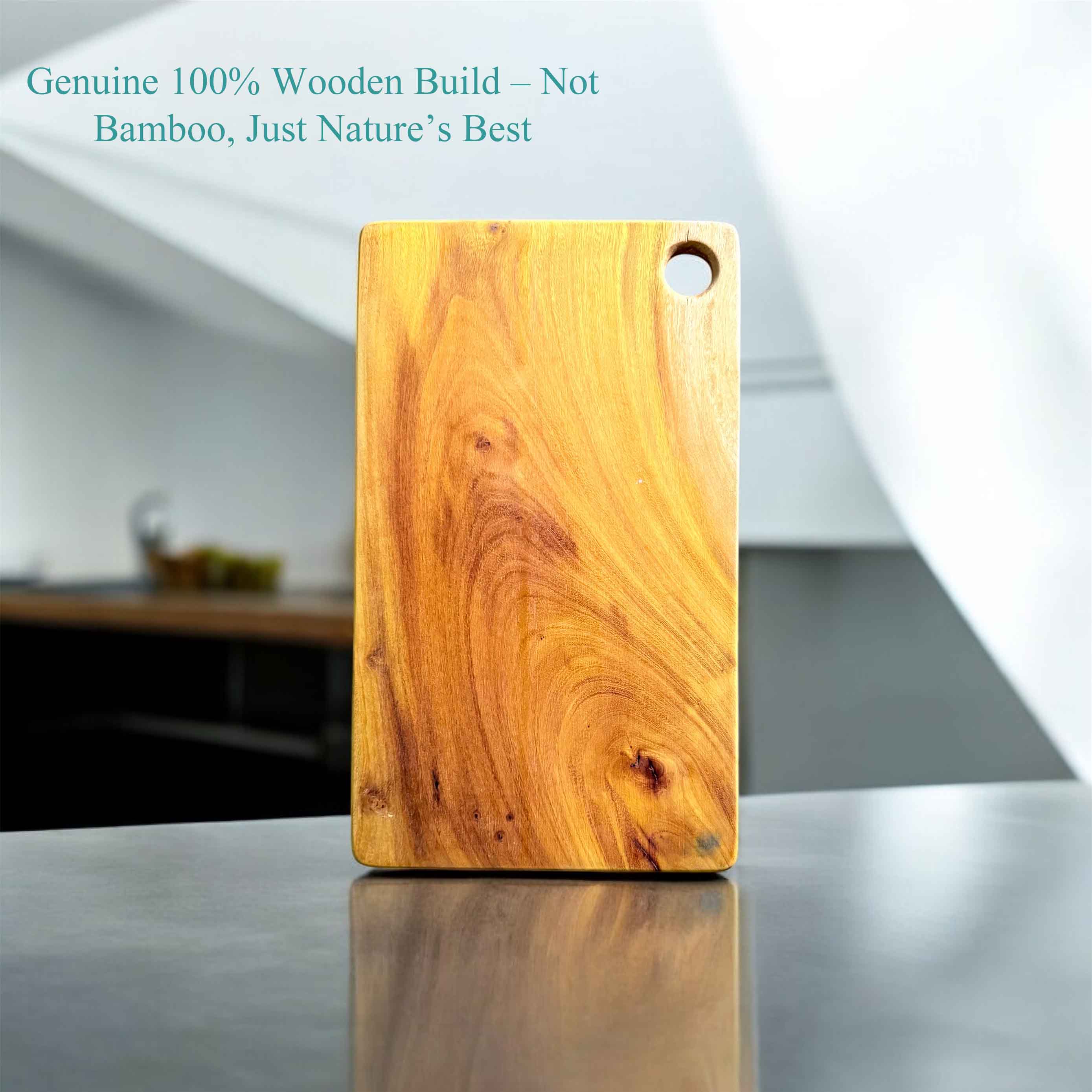 Authentic Handcrafted Premium Wooden Cutting Board - 100% Pure Wood, No Bamboo, Durable For Kitchen And Commercial Use (43.5cm × 25.5cm)