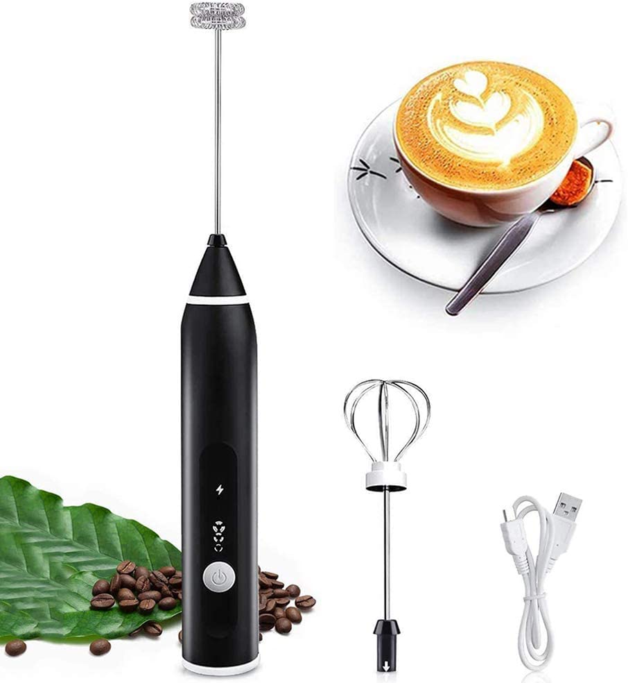Handheld Milk Frother, 3 Speed, Egg Beater, Coffee, Milk, Drinks, Whisk, Mixing Heads, Egg Beater, Frother, Stirrer, USB Rechargeable Hand Mixer