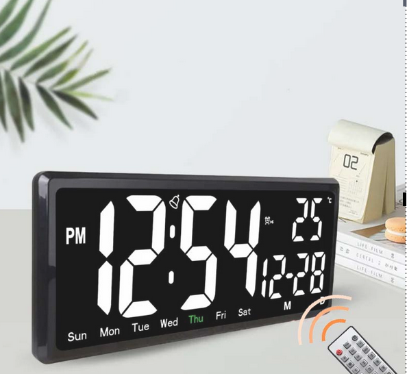 New LED Digital Calendar l Digital LED Wall Clock With Calendar and Temperature Display l Large Wall Clock Light, Colorful l Length 36 x 16 x 4 Cm
