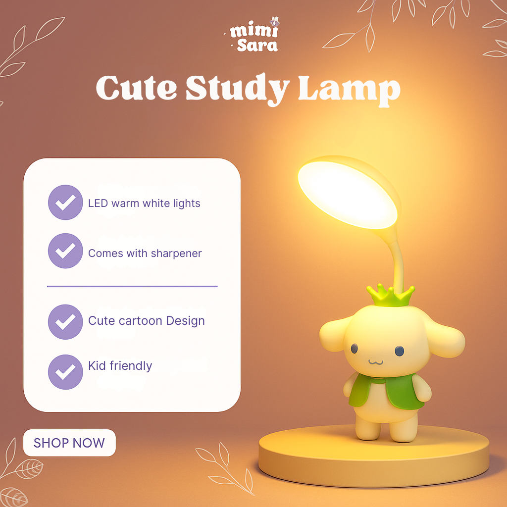 Mimisara Cute Study Lamp for Kids - Cartoon Design with Built-in Sharpener and Dual Lights