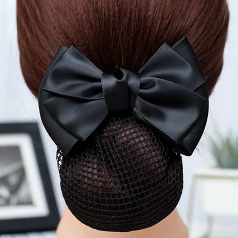 Blue Bell Trendy Bow Barrette Hair Clip Elegant Bowknot Hairpin Accessories for Women, Stylish Net Bun Snood for Everyday and Special Occasions